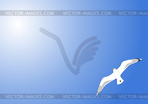 Чайка в голубое небо - векторное изображение EPS