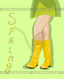 Female legs in yellow boots - vector clip art