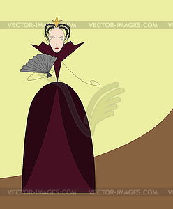 Queen with fan - vector clip art