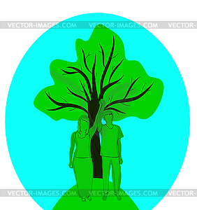 Green tree and people - vector clipart
