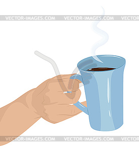 Mug of hot chocolate in hand - vector clipart