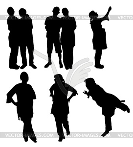 Silhouettes of couples and pregnant women - royalty-free vector image