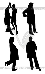 Silhouettes of pregnant woman - vector clip art