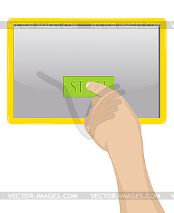 Hand presses button - vector clipart