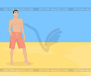 Guy on beach - vector EPS clipart