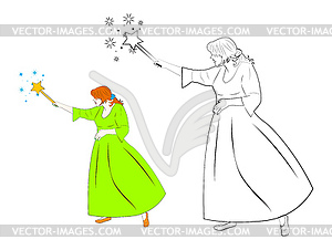 Fairy with magic wand - vector image