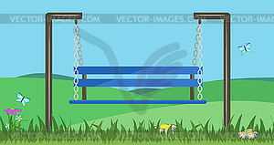 Bench-swing on meadow - vector clipart