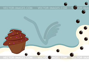 Cupcake in whipped cream - vector clipart