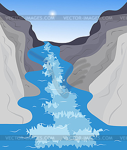 Река среди гор - иллюстрация в векторе