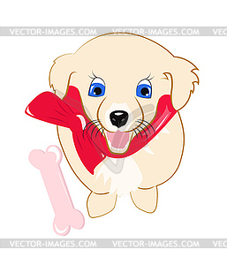 Puppy with bow - vector image