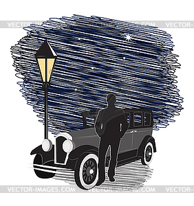 Man and car - vector clipart
