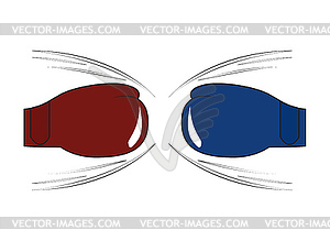 Boxing gloves red and blue - vector clip art