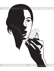 Girl and candle - vector clip art
