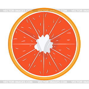Flat grapefruit slice - vector clip art