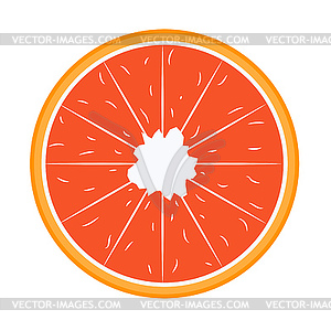 Flat grapefruit slice - vector clip art