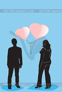 Romantic relationship between man and woman - vector clipart