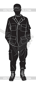 Silhouette of soldier - vector clip art