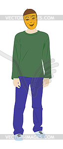 Man pretends to be happy - vector clipart