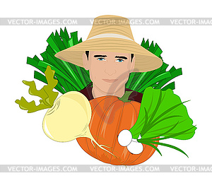 Farmer and Harvest - vector EPS clipart