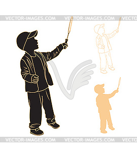 Boy blows soap bubbles - vector clip art