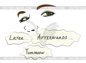 Female eyes and words - vector image