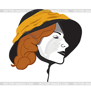 Portrait beautiful girl in hat - vector clipart