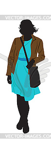 Girl with bag over shoulder - vector image