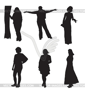 Set of woman silhouette - vector image