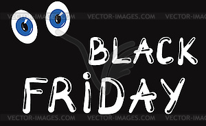 Black Friday poster design with big surprised blue eyes - vector image