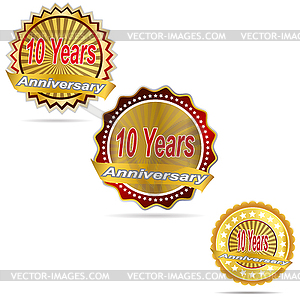 Anniversary label with ribbon - vector image