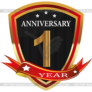 Anniversary 1 th label with ribbon - royalty-free vector image