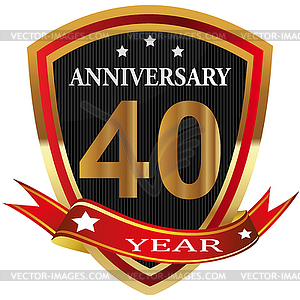 Anniversary 40 th label with ribbon - vector image