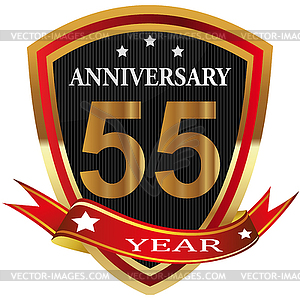 Anniversary 55 th label with ribbon - vector clipart / vector image