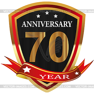 Anniversary 70 th label with ribbon - vector image