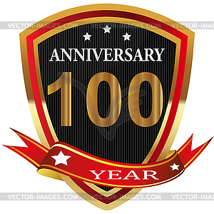 Anniversary 100 th label with ribbon - vector clipart