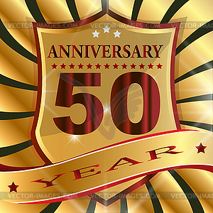 Anniversary 50 th label with ribbon - vector image