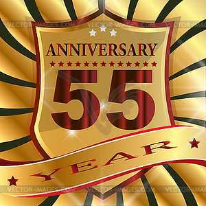 Anniversary 55 th label with ribbon - vector image