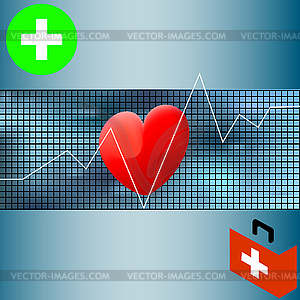 Healthcare medical background with white heart - vector image