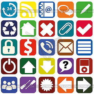 Webpage icons collection color interfaces - royalty-free vector image