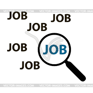Job search concept loupe and text job - vector clip art