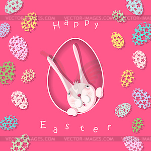 Happy easter colorful postcard image - vector image