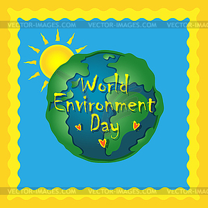 World environment day sign on colorful background - vector image