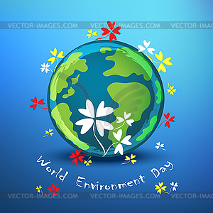 World environment day sign on blue background.  - vector image