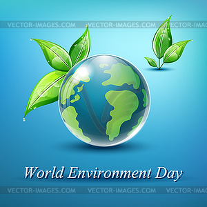 World environment day sign on blue background - royalty-free vector clipart