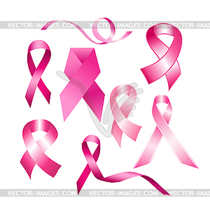 Рак молочной железы осведомленности розовые ленты - векторное графическое изображение