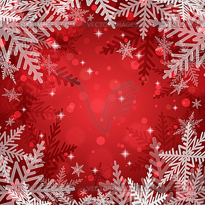 Christmas snowflakes on red background - vector image