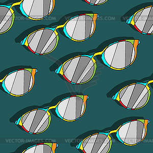 Set of man glasses on green. Seamless background - vector clipart / vector image