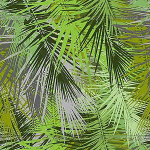 Green palm tree branches. Seamless background.  - vector clipart / vector image