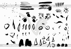 Collection of abstract spots lines of black shapes - vector clip art