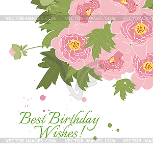 Floral Peony retro vintage background - vector clipart